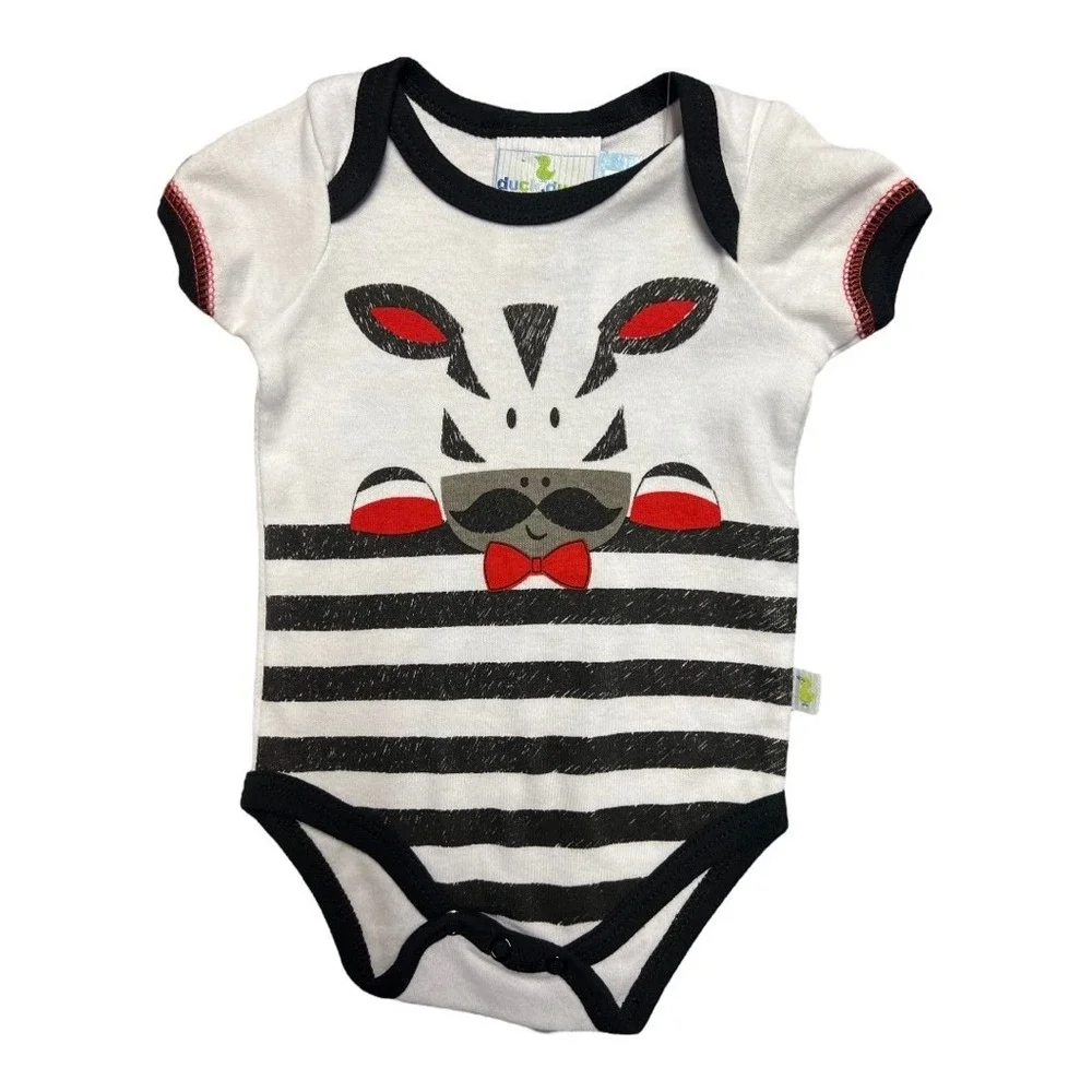 Duck Duck Goose Apparel Bodysuit Baby 3-6 MTHS‎ Multicolor Zebra Graphic Playful